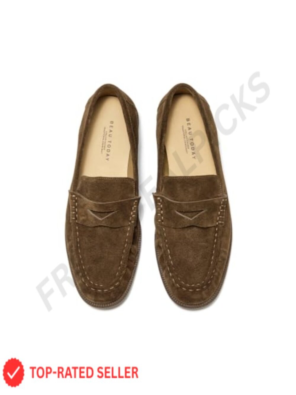 Suede Penny Loafers Moc Toe Slip-On Work Flats